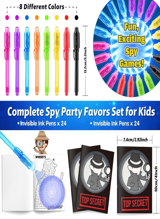 Joycover 24 PCS Invisible Ink Pen with UV Light for Kids, Spy Pens and Notebook，Birthday Party Favors for Kids 4-8, School Prize Goodie Bag Stuffers, UV Pen for Secret Message Escape Room - Image 5